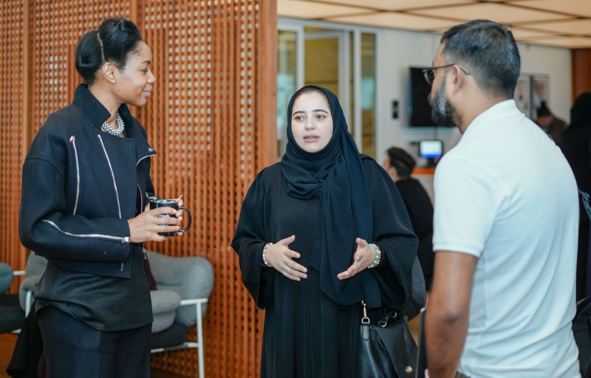 Attendees networking between sessions